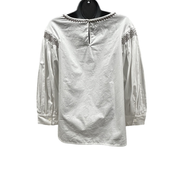116. NWT Madewell Embroidered Poplin Balloon-Sleeve Top in white Medium - Picture 7 of 9